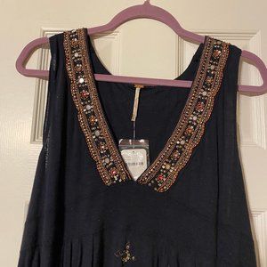 NWT Free People Embellished Tank, Navy, Medium